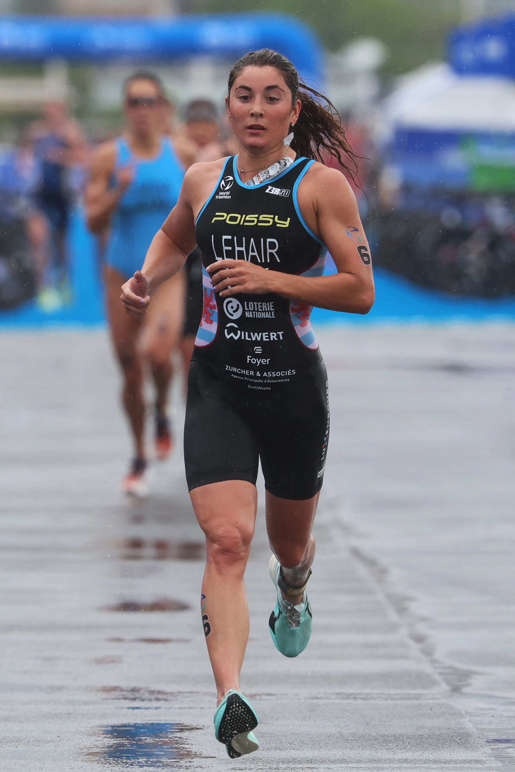 Jeanne Lehair of Luxembourg competes on the run course at the World Triathlon Championships series Yokohama in Yokohama City, Kanagawa Prefecture, Japan, on May 17, 2025. Lehair won the race. ( The Yomiuri Shimbun ) (Photo by Tetsuji NOGUCHI / The Yomiuri Shimbun via AFP)